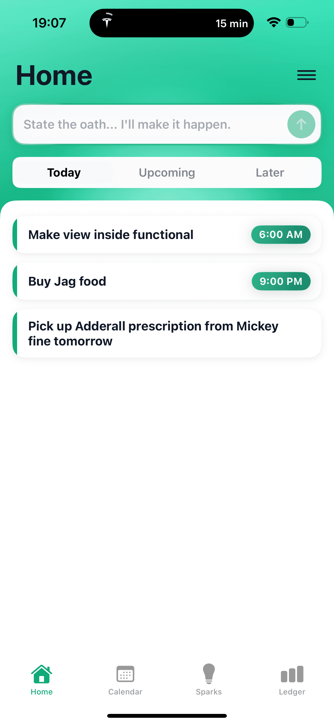Oath app home screen